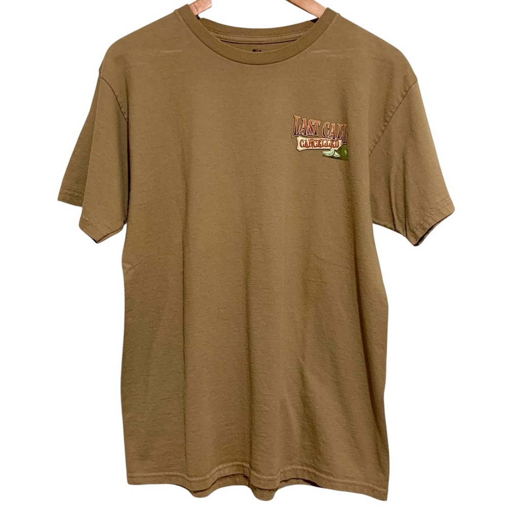 Newport Blue Men's Brown Graphic Last Call Cancelled T-Shirt Size Medium Cheers